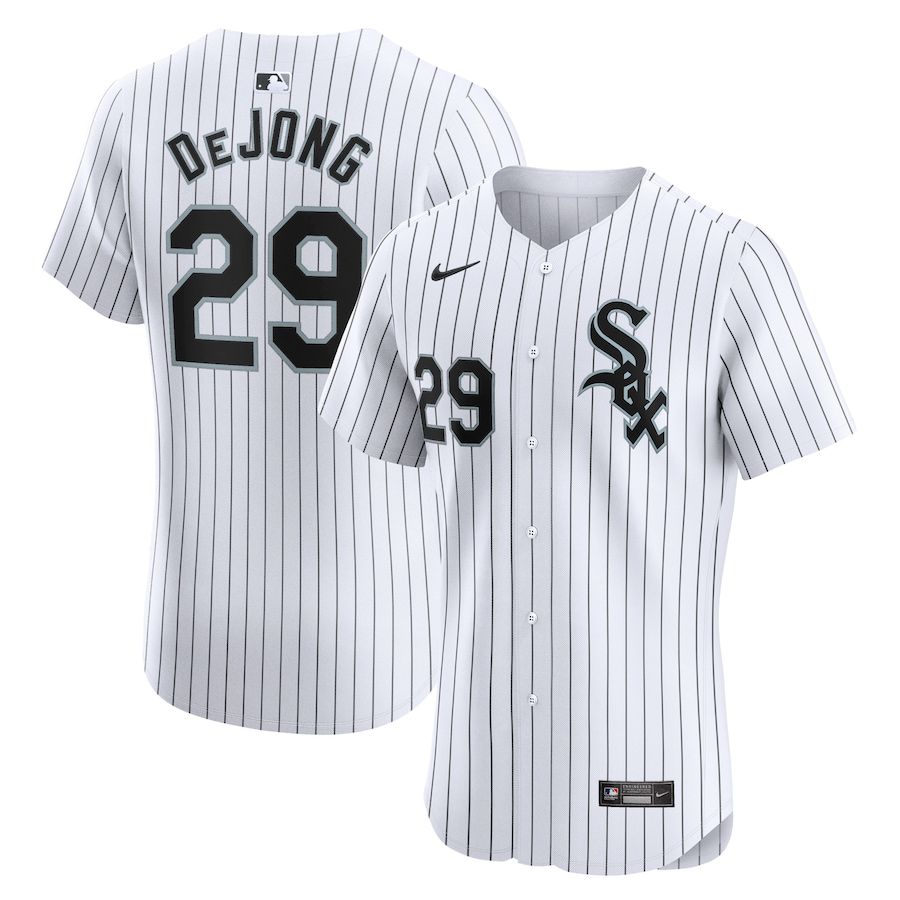 Men Chicago White Sox 29 Paul DeJong Nike White Home Elite Player MLB Jersey